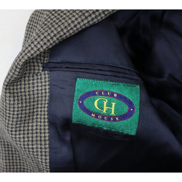 MEN'S GRAY & BLUE PLAID BLAZER JACKET - CLUB HOUSE - SIZE 42L - Picture 3 of 5
